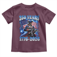 250th Anniversary Yankee Spirit Toddler T Shirt 1776 2026 Patriotic Tactical Minuteman US Flag