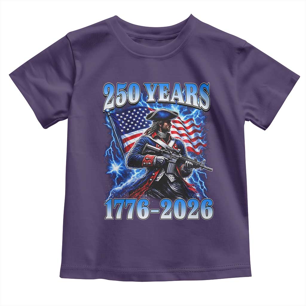 250th Anniversary Yankee Spirit Toddler T Shirt 1776 2026 Patriotic Tactical Minuteman US Flag
