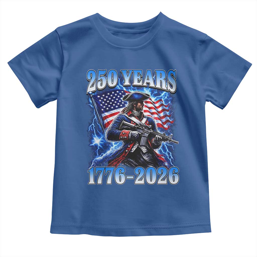 250th Anniversary Yankee Spirit Toddler T Shirt 1776 2026 Patriotic Tactical Minuteman US Flag