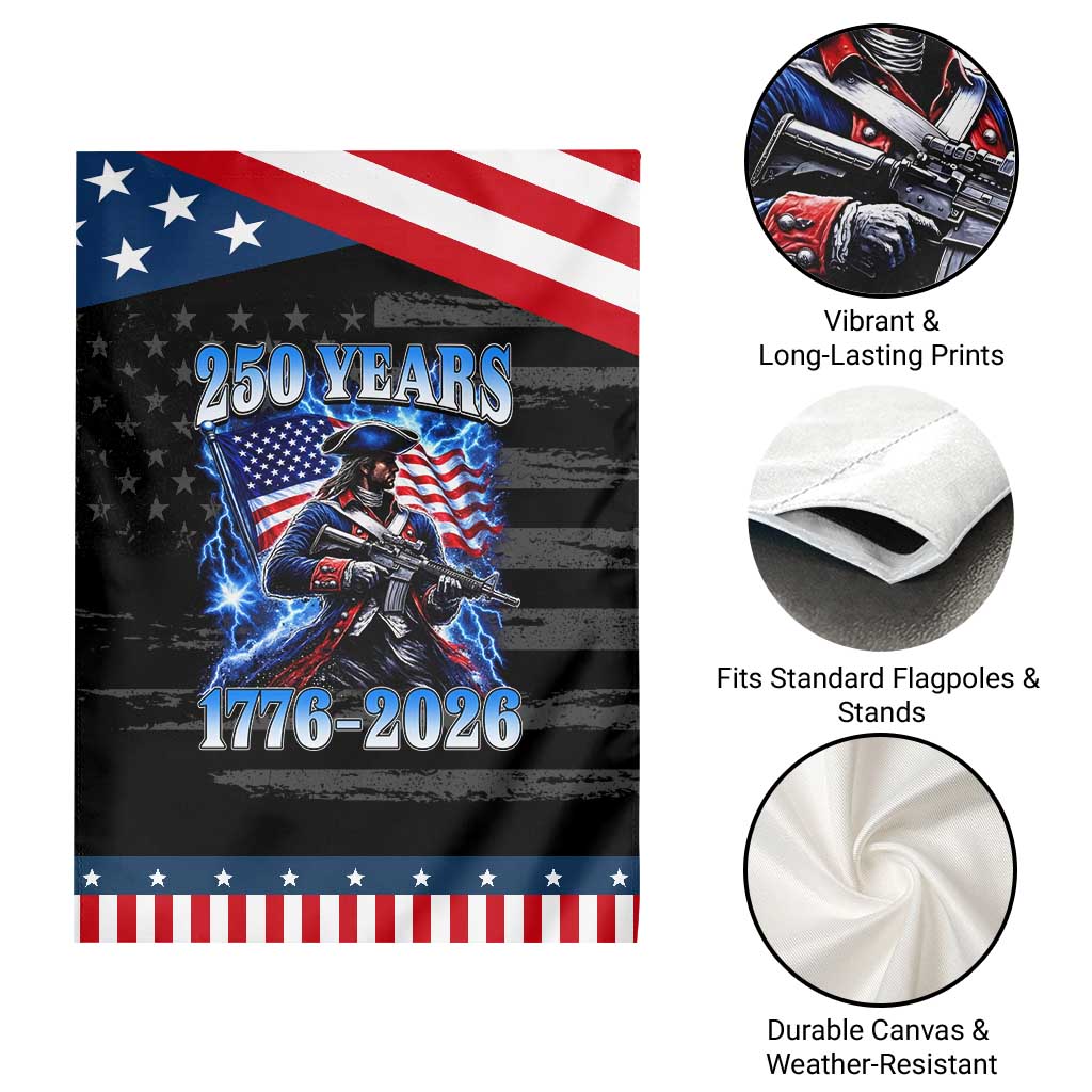 250th Anniversary Yankee Spirit Garden Flag 1776 2026 Patriotic Tactical Minuteman US Flag