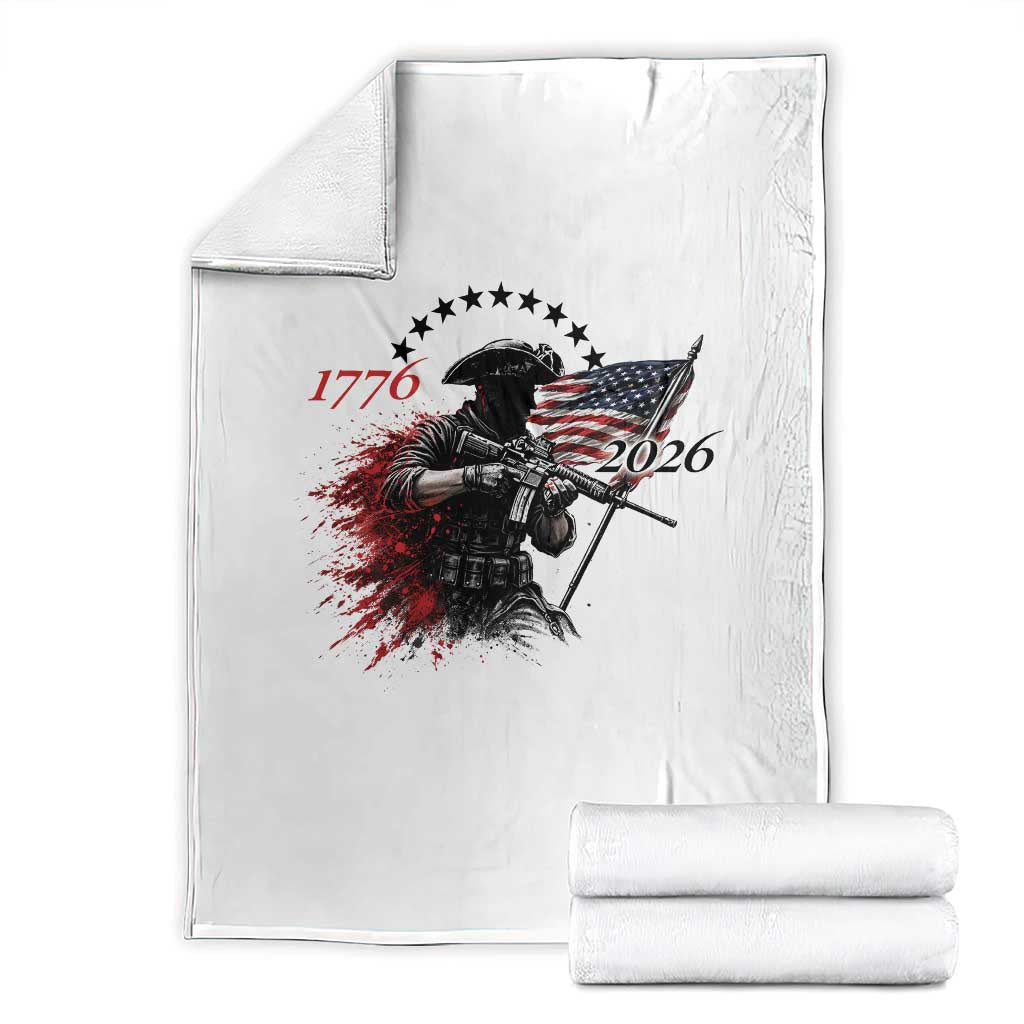 250 Years Anniversary Yankee Spirit Throw Blanket 1776 2026 Patriotic Tactical Minuteman Independence Day 4th July US Flag
