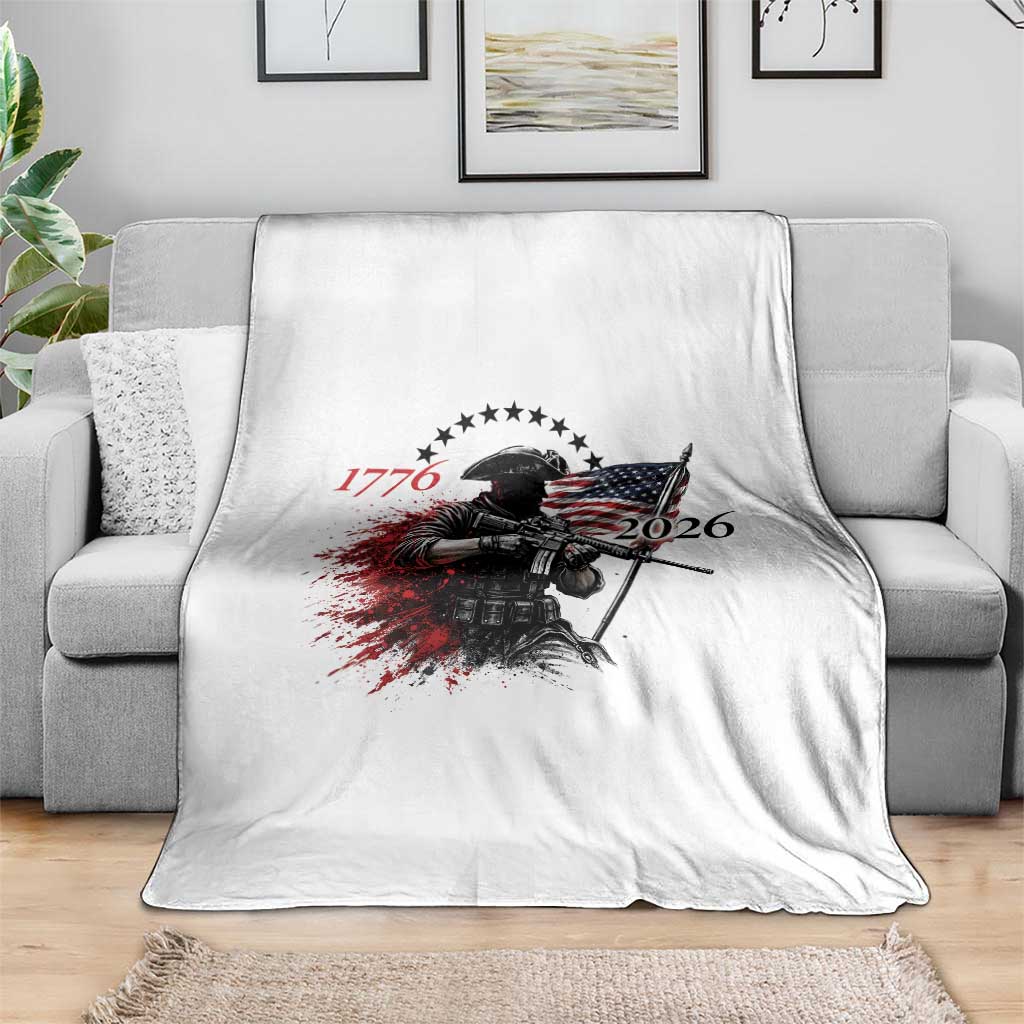 250 Years Anniversary Yankee Spirit Throw Blanket 1776 2026 Patriotic Tactical Minuteman Independence Day 4th July US Flag