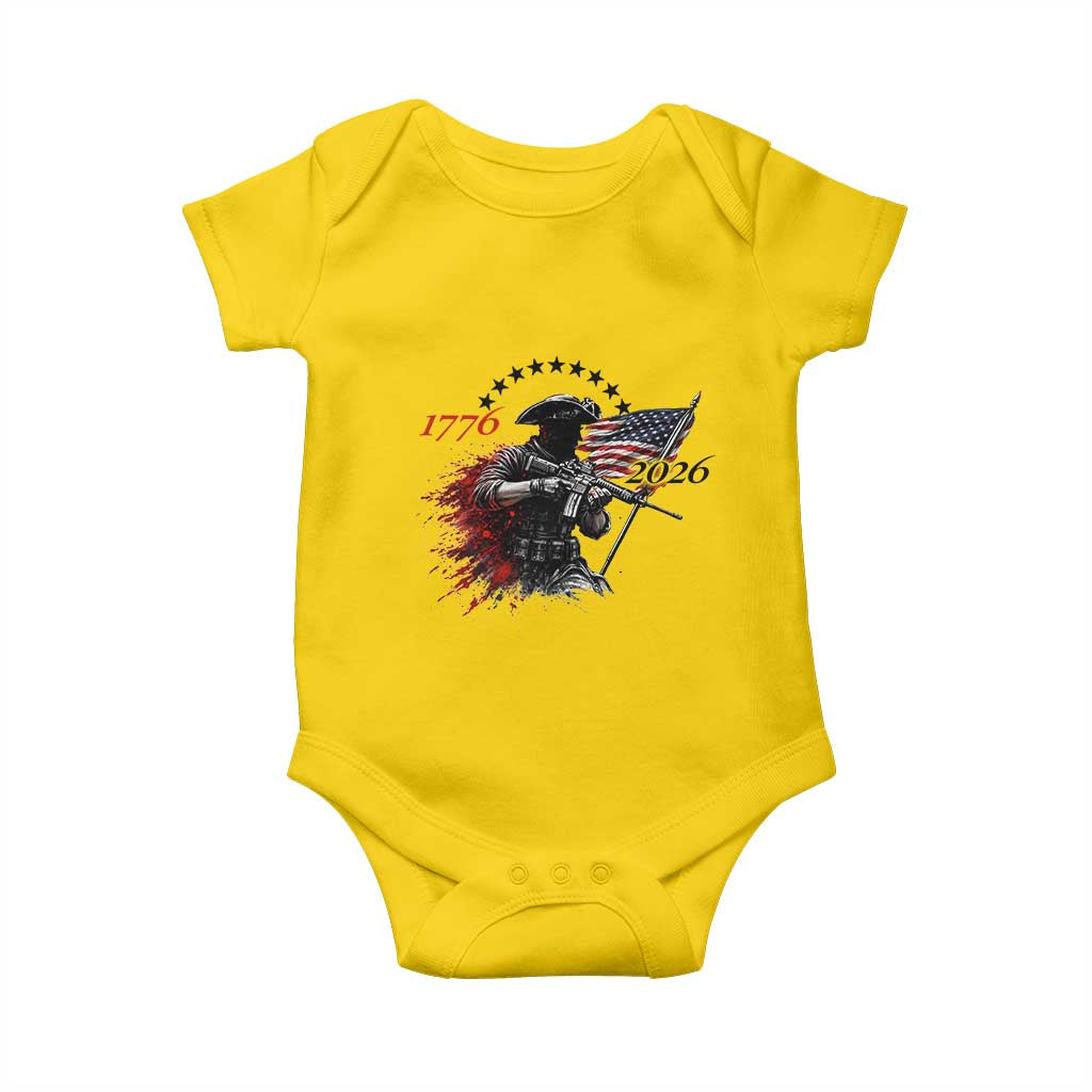 250 Years Anniversary Yankee Spirit Baby Onesie 1776 2026 Patriotic Tactical Minuteman Independence Day 4th July US Flag