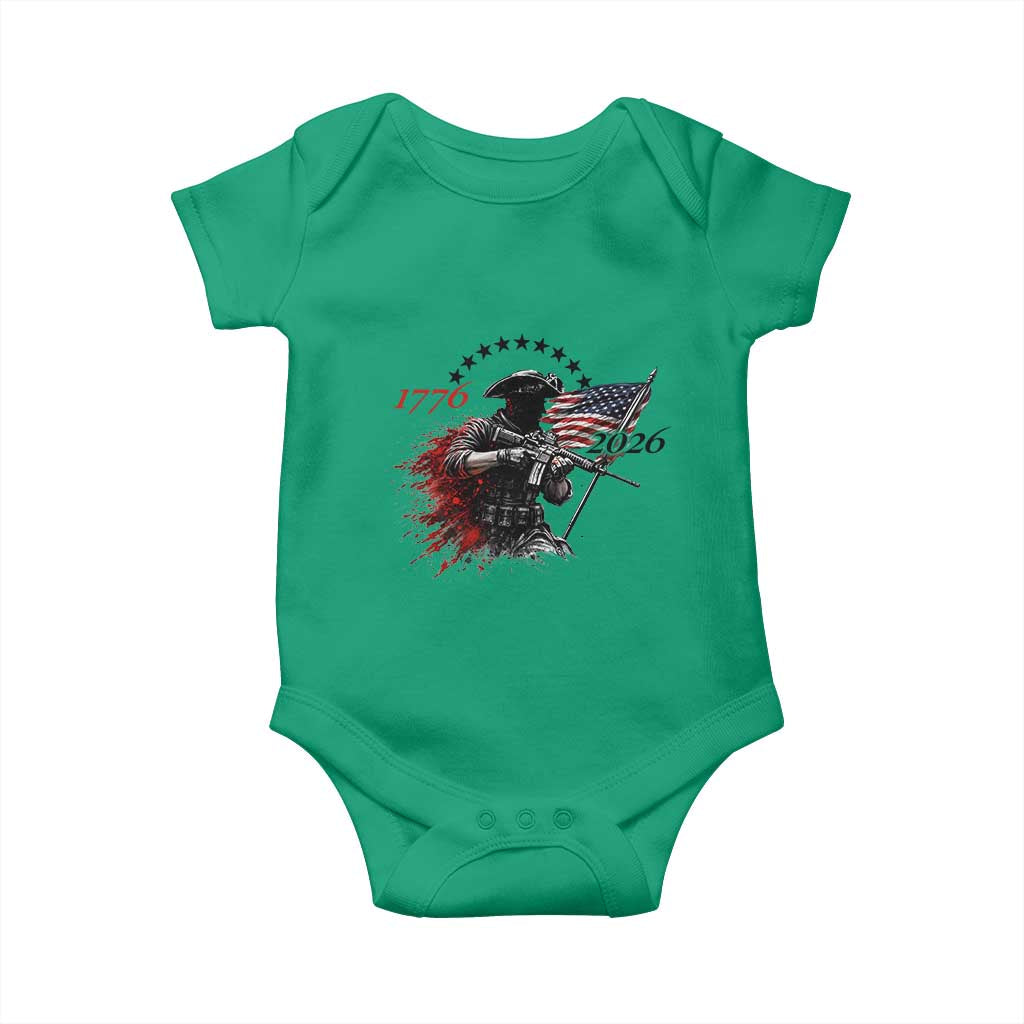 250 Years Anniversary Yankee Spirit Baby Onesie 1776 2026 Patriotic Tactical Minuteman Independence Day 4th July US Flag