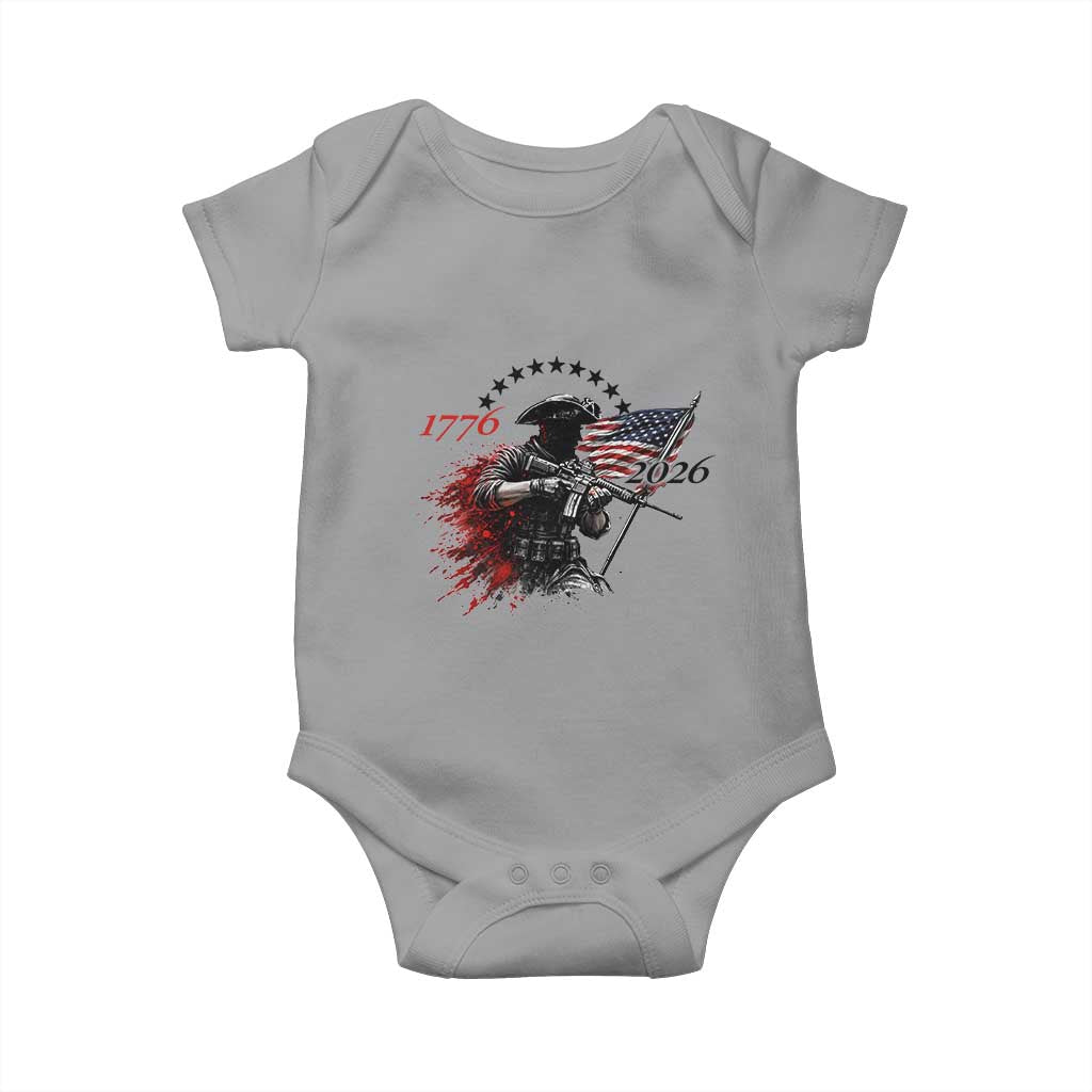 250 Years Anniversary Yankee Spirit Baby Onesie 1776 2026 Patriotic Tactical Minuteman Independence Day 4th July US Flag