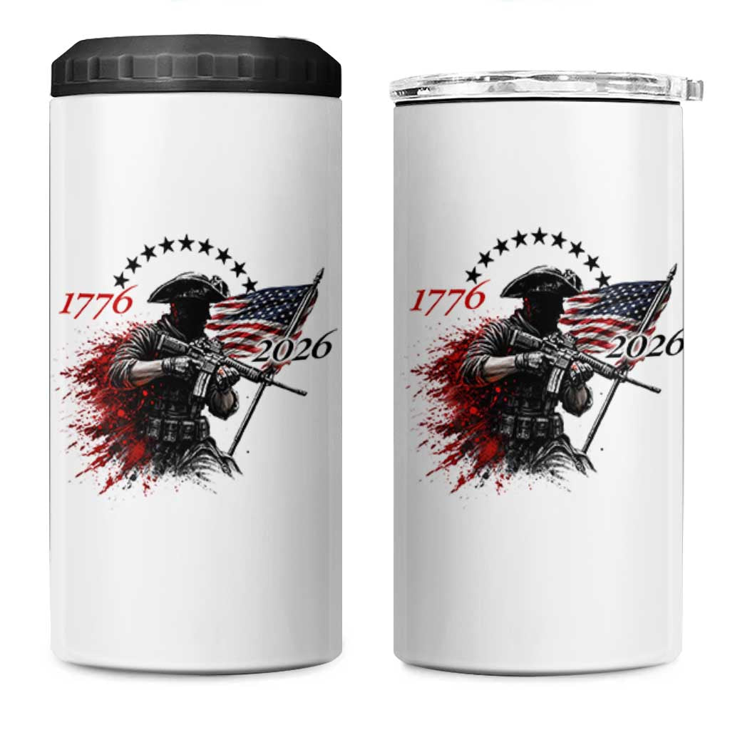 250 Years Anniversary Yankee Spirit 4 in 1 Can Cooler Tumbler 1776 2026 Patriotic Tactical Minuteman Independence Day 4th July US Flag