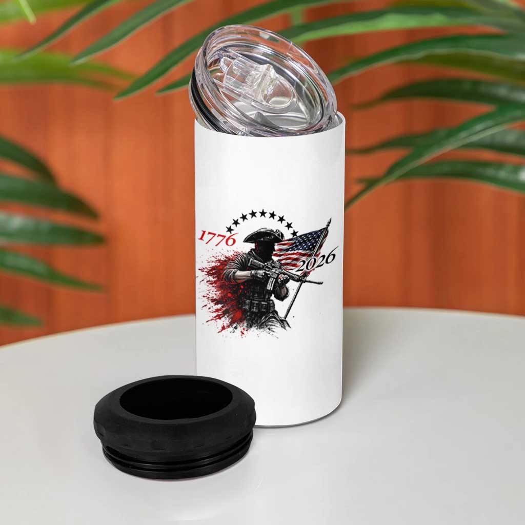 250 Years Anniversary Yankee Spirit 4 in 1 Can Cooler Tumbler 1776 2026 Patriotic Tactical Minuteman Independence Day 4th July US Flag