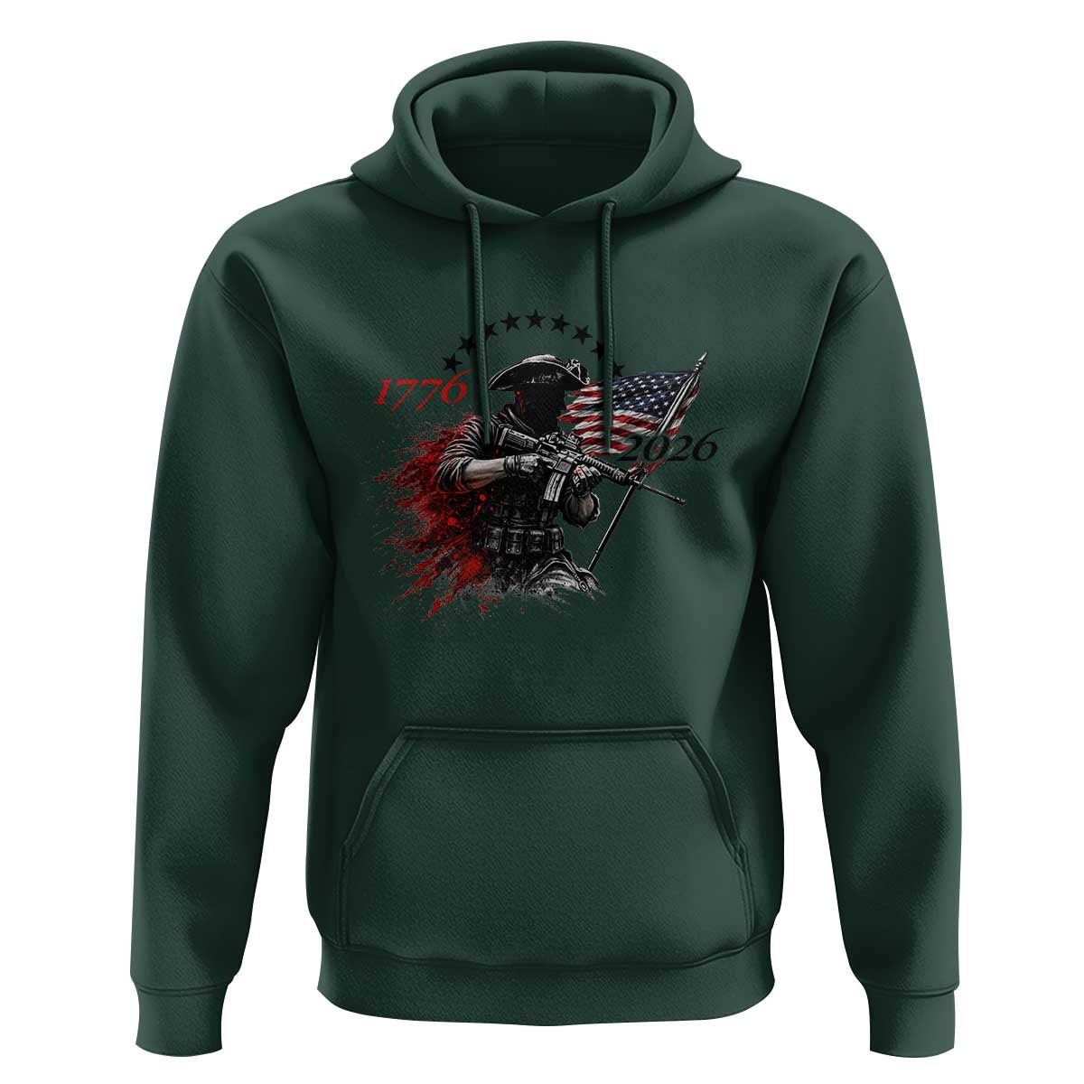 250 Years Anniversary Yankee Spirit Hoodie 1776 2026 Patriotic Tactical Minuteman Independence Day 4th July US Flag