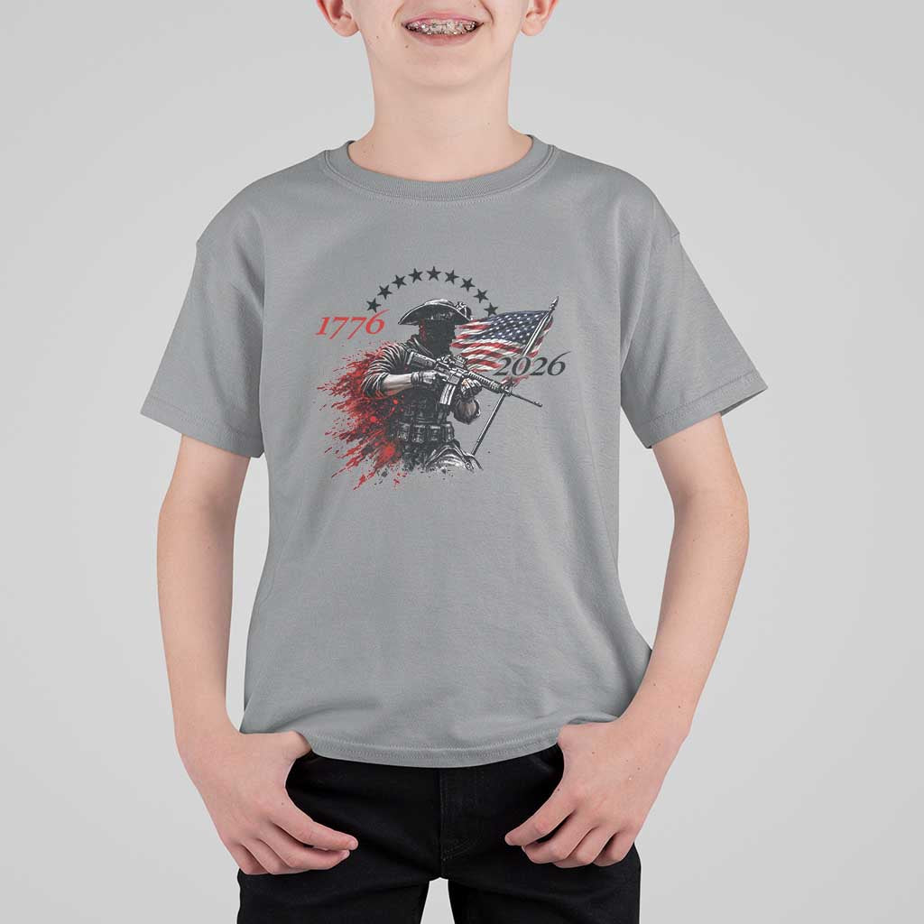 250 Years Anniversary Yankee Spirit T Shirt For Kid 1776 2026 Patriotic Tactical Minuteman Independence Day 4th July US Flag