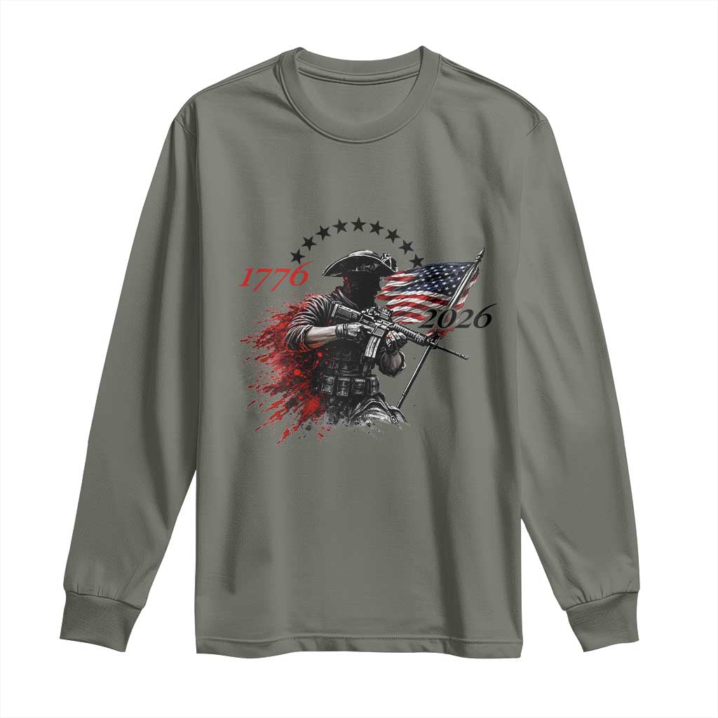 250 Years Anniversary Yankee Spirit Long Sleeve Shirt 1776 2026 Patriotic Tactical Minuteman Independence Day 4th July US Flag