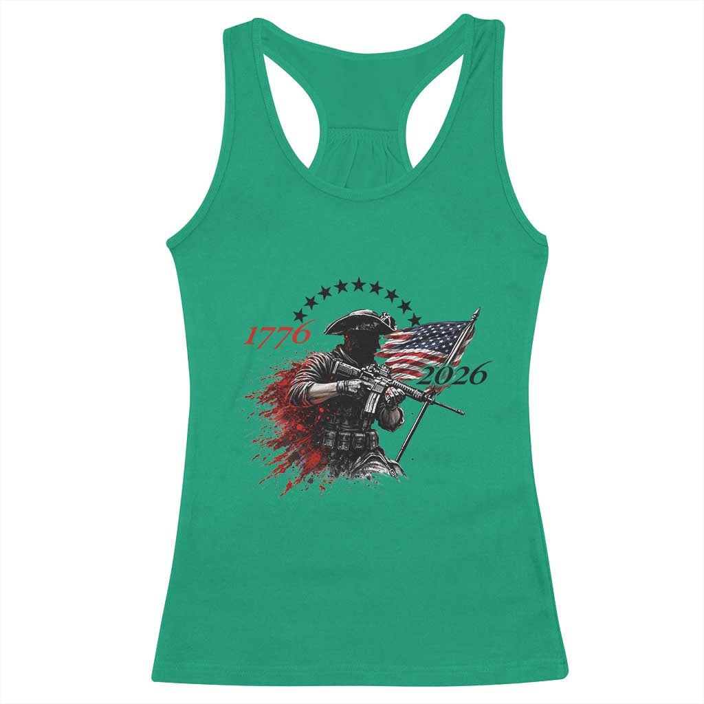 250 Years Anniversary Yankee Spirit Racerback Tank Top 1776 2026 Patriotic Tactical Minuteman Independence Day 4th July US Flag