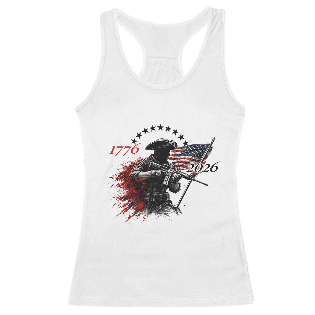 250 Years Anniversary Yankee Spirit Racerback Tank Top 1776 2026 Patriotic Tactical Minuteman Independence Day 4th July US Flag