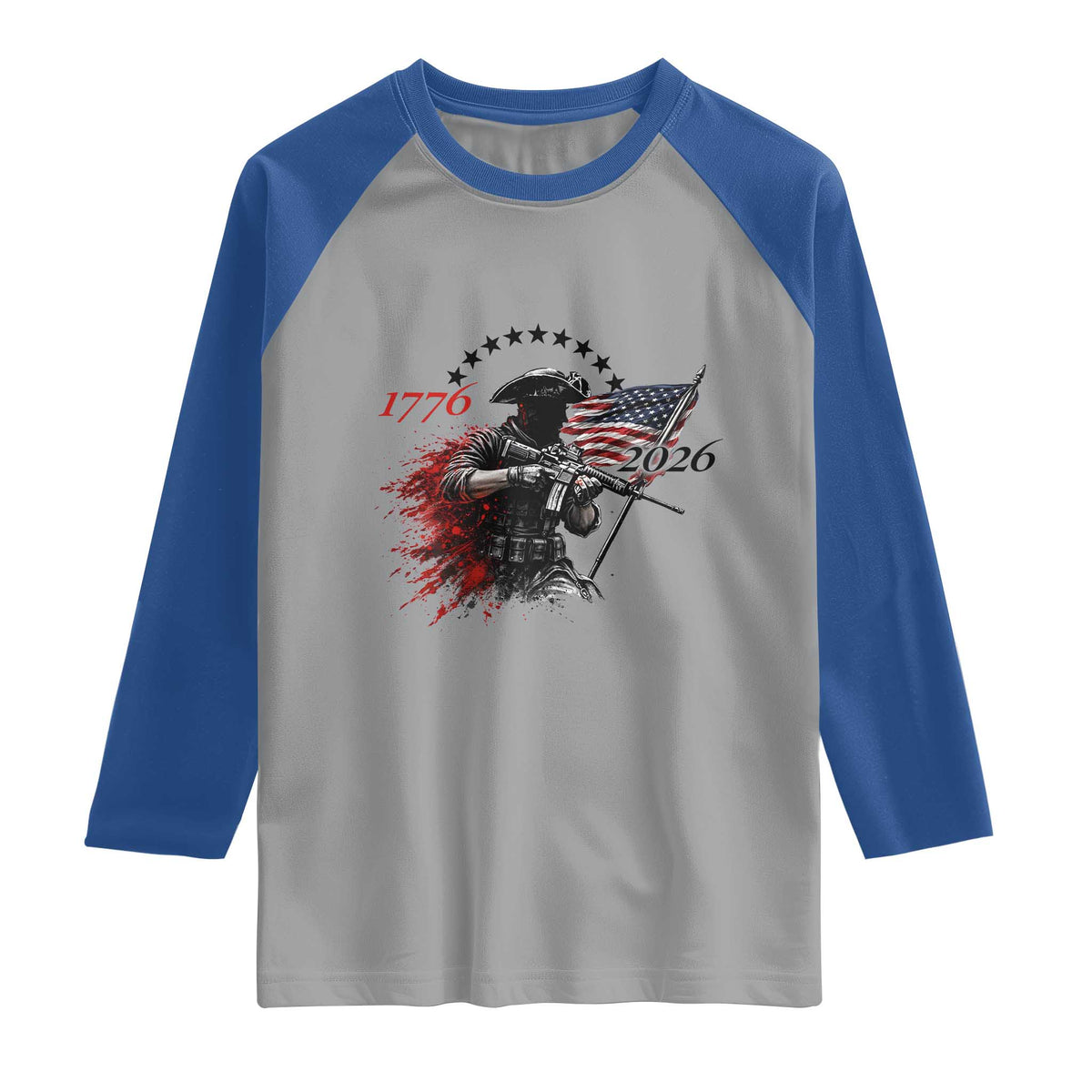 250 Years Anniversary Yankee Spirit Raglan Shirt 1776 2026 Patriotic Tactical Minuteman Independence Day 4th July US Flag