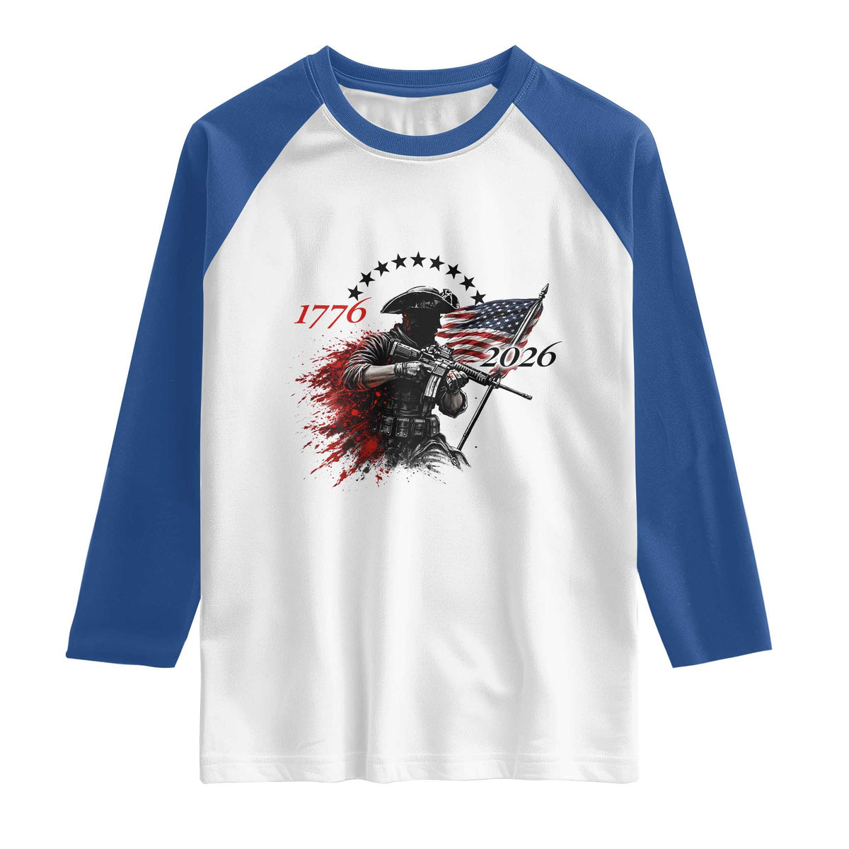 250 Years Anniversary Yankee Spirit Raglan Shirt 1776 2026 Patriotic Tactical Minuteman Independence Day 4th July US Flag