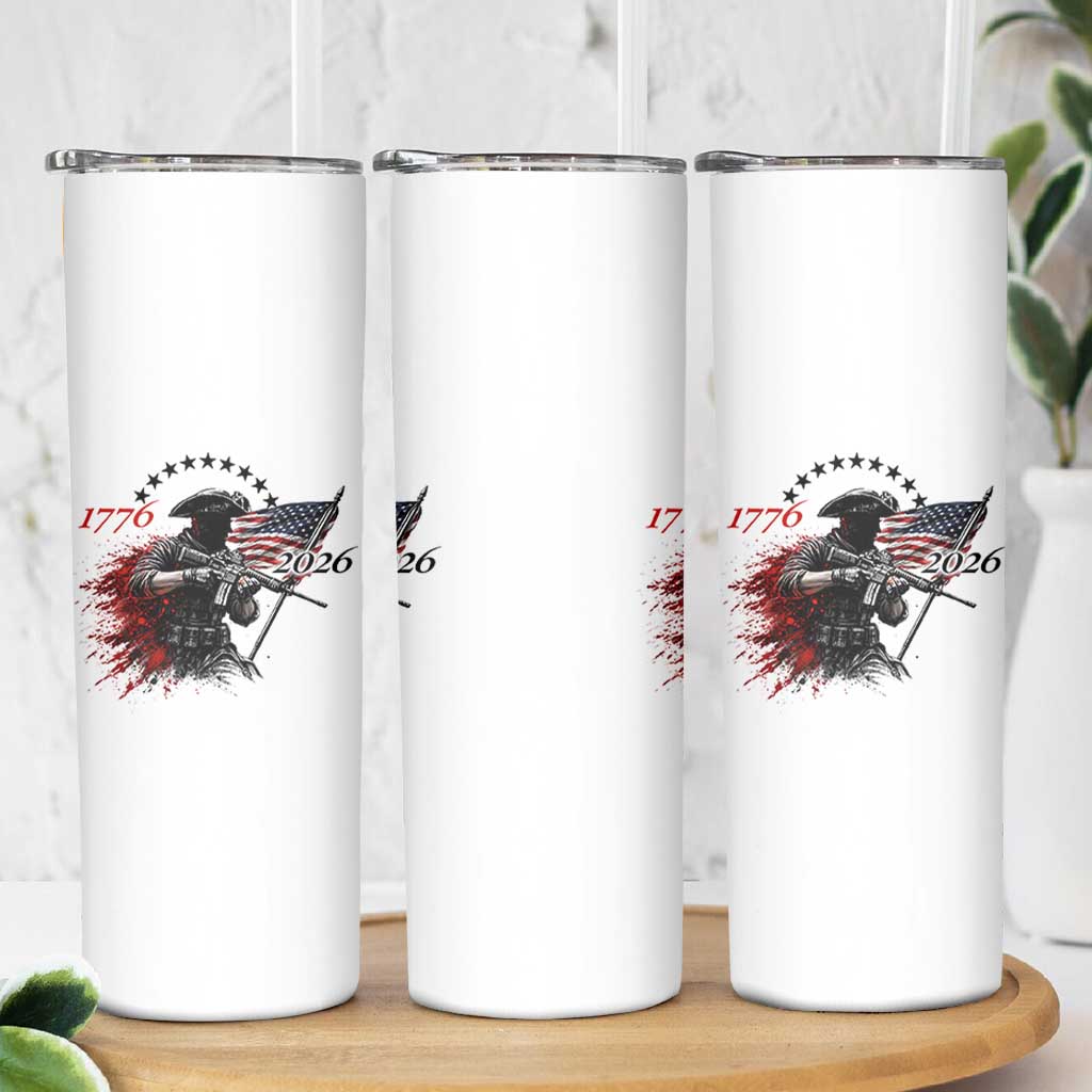 250 Years Anniversary Yankee Spirit Skinny Tumbler 1776 2026 Patriotic Tactical Minuteman Independence Day 4th July US Flag