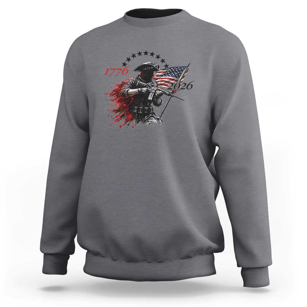 250 Years Anniversary Yankee Spirit Sweatshirt 1776 2026 Patriotic Tactical Minuteman Independence Day 4th July US Flag