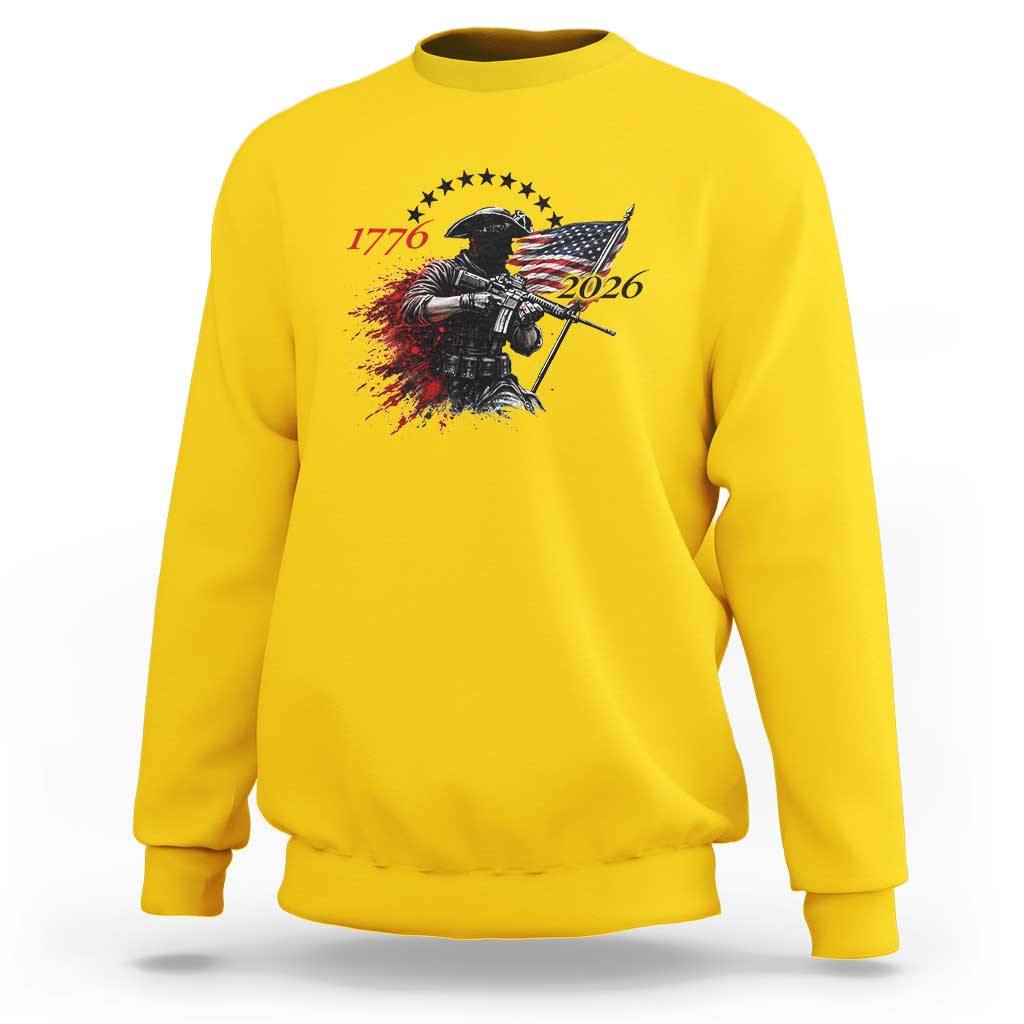 250 Years Anniversary Yankee Spirit Sweatshirt 1776 2026 Patriotic Tactical Minuteman Independence Day 4th July US Flag