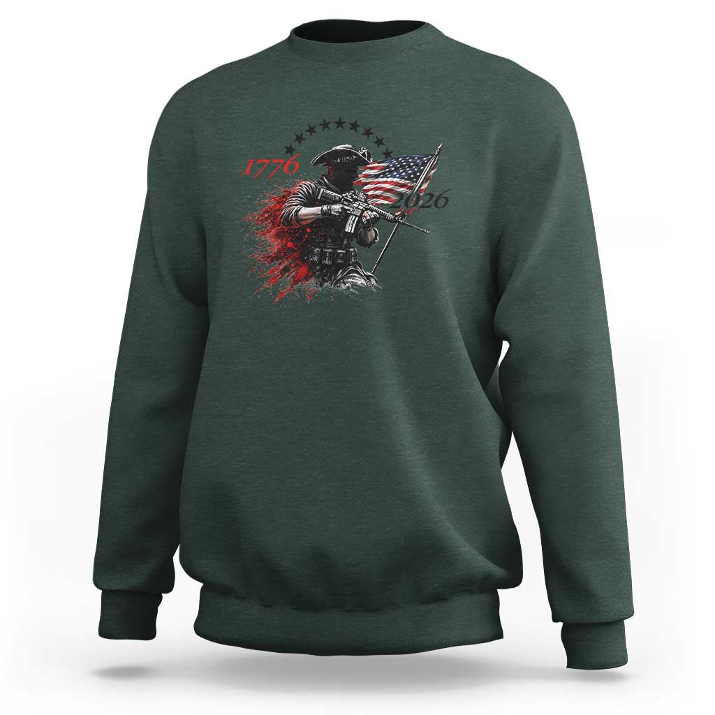250 Years Anniversary Yankee Spirit Sweatshirt 1776 2026 Patriotic Tactical Minuteman Independence Day 4th July US Flag