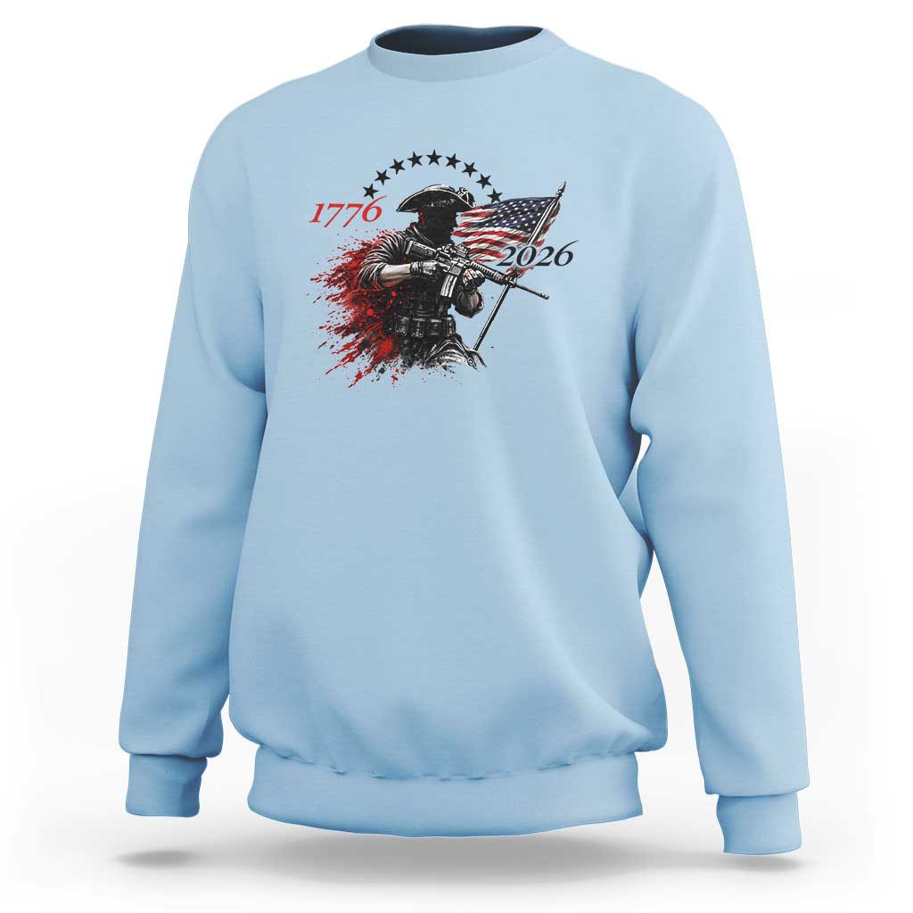 250 Years Anniversary Yankee Spirit Sweatshirt 1776 2026 Patriotic Tactical Minuteman Independence Day 4th July US Flag
