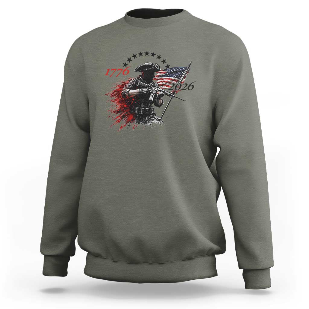 250 Years Anniversary Yankee Spirit Sweatshirt 1776 2026 Patriotic Tactical Minuteman Independence Day 4th July US Flag