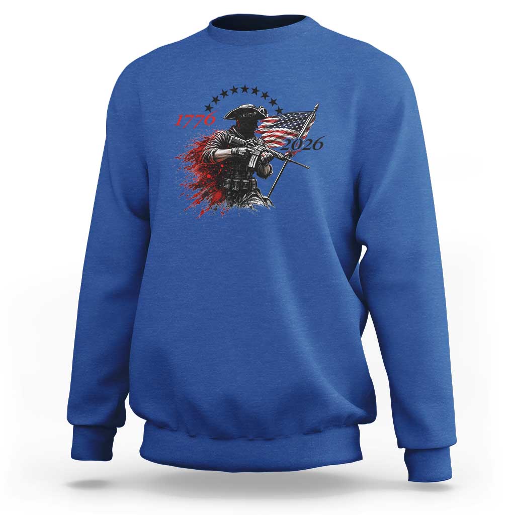 250 Years Anniversary Yankee Spirit Sweatshirt 1776 2026 Patriotic Tactical Minuteman Independence Day 4th July US Flag