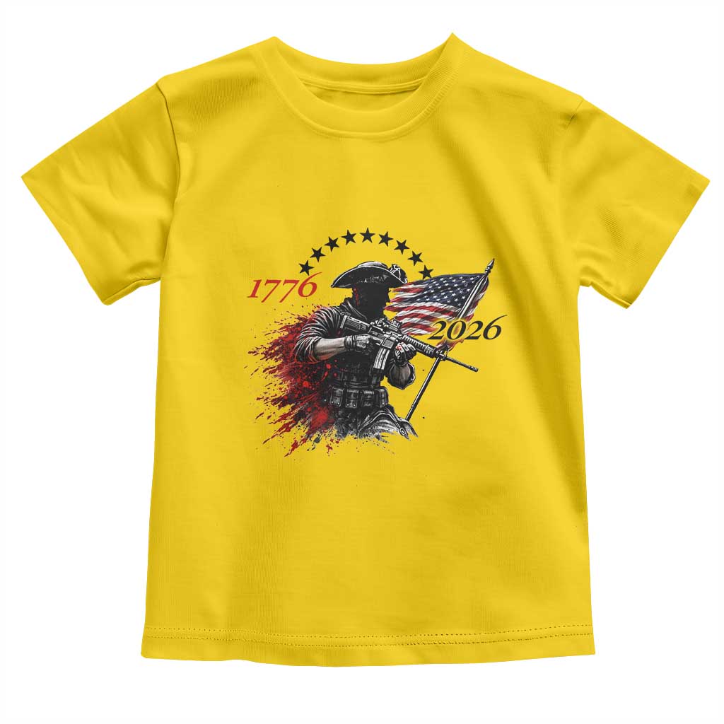 250 Years Anniversary Yankee Spirit Toddler T Shirt 1776 2026 Patriotic Tactical Minuteman Independence Day 4th July US Flag