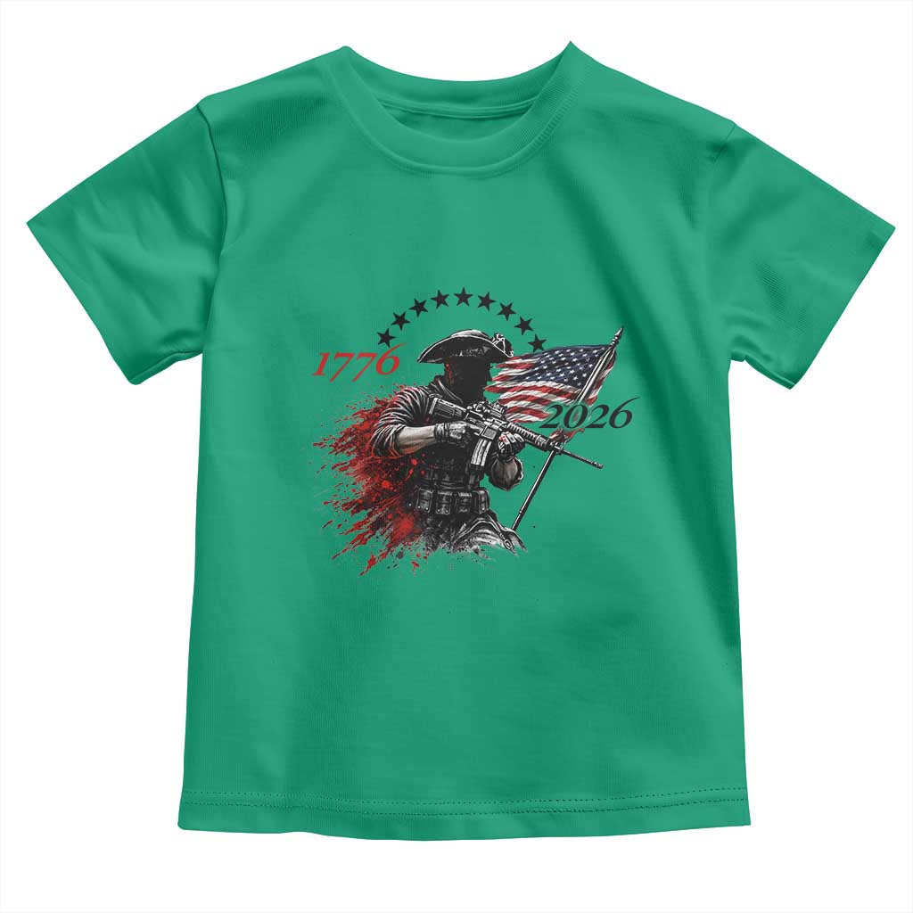 250 Years Anniversary Yankee Spirit Toddler T Shirt 1776 2026 Patriotic Tactical Minuteman Independence Day 4th July US Flag