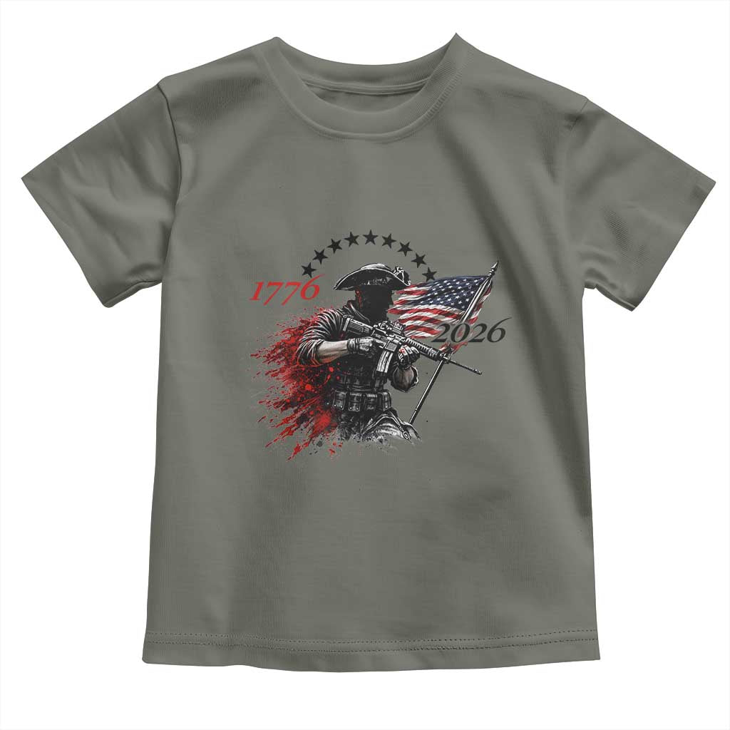 250 Years Anniversary Yankee Spirit Toddler T Shirt 1776 2026 Patriotic Tactical Minuteman Independence Day 4th July US Flag