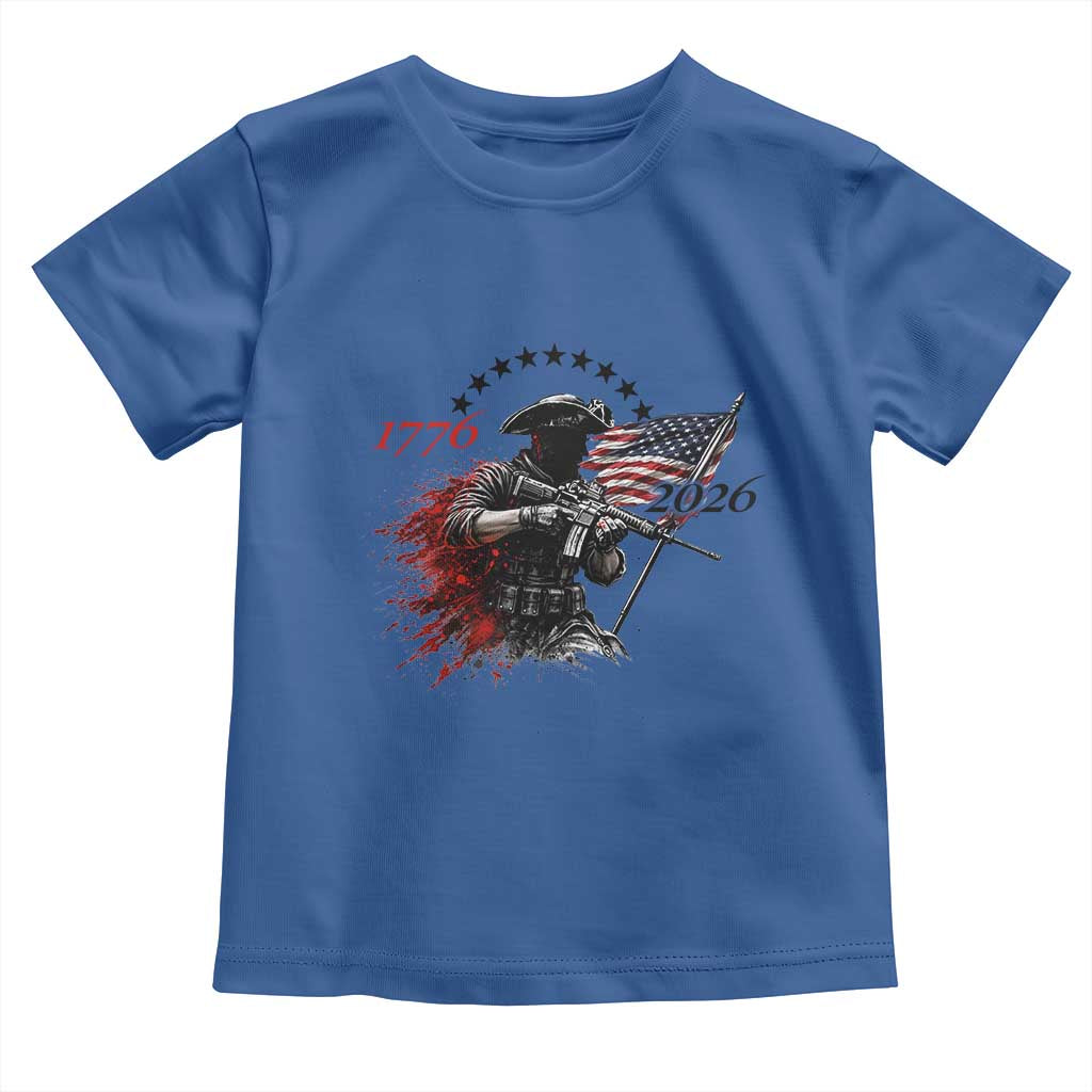 250 Years Anniversary Yankee Spirit Toddler T Shirt 1776 2026 Patriotic Tactical Minuteman Independence Day 4th July US Flag