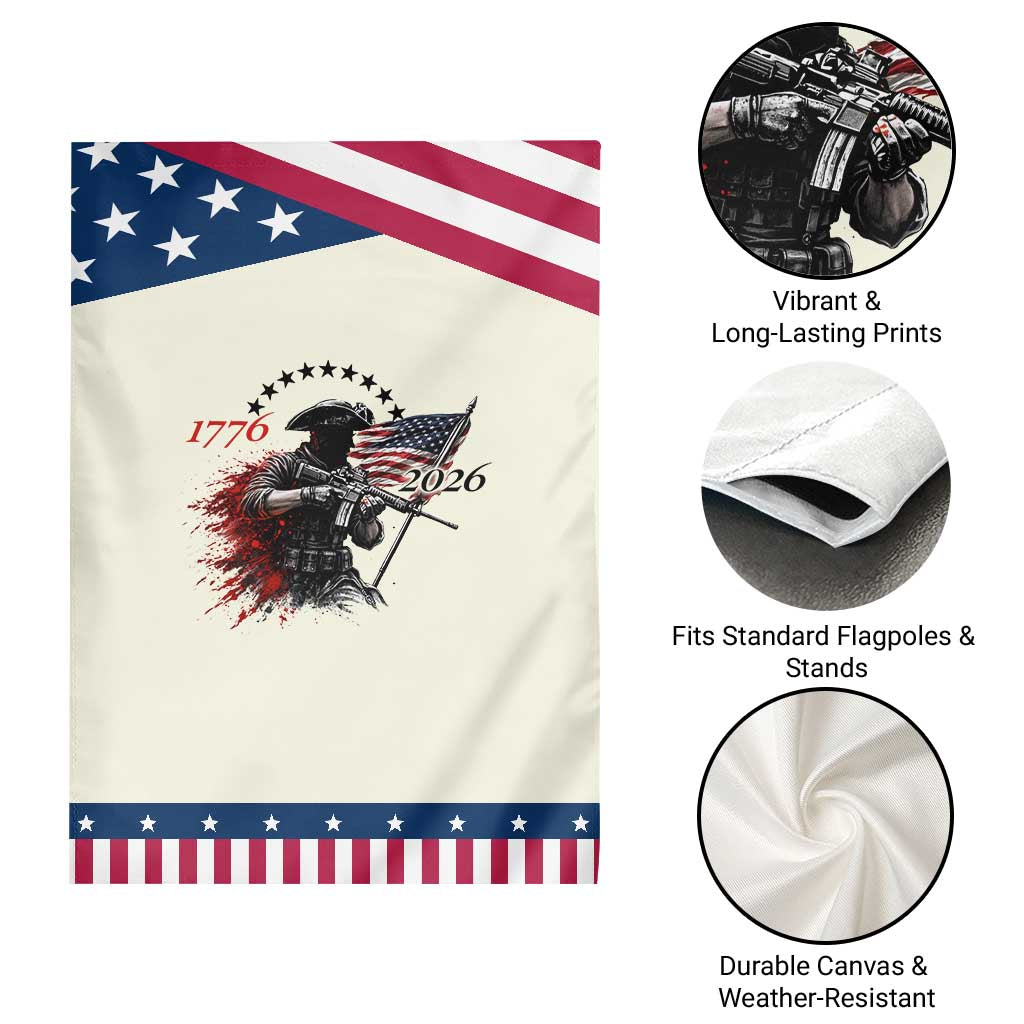 250 Years Anniversary Yankee Spirit Garden Flag 1776 2026 Patriotic Tactical Minuteman Independence Day 4th July US Flag
