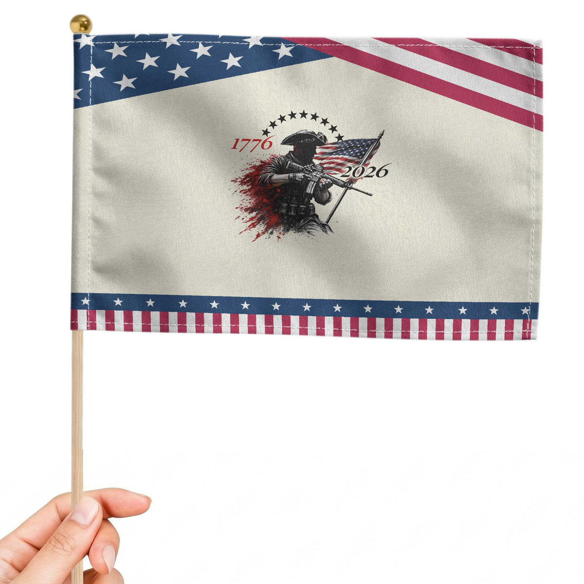 250 Years Anniversary Yankee Spirit Patriotic Handheld Flag 1776 2026 Tactical Minuteman Independence Day 4th July US Flag
