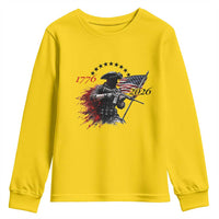 250 Years Anniversary Yankee Spirit Youth Sweatshirt 1776 2026 Patriotic Tactical Minuteman Independence Day 4th July US Flag