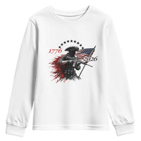250 Years Anniversary Yankee Spirit Youth Sweatshirt 1776 2026 Patriotic Tactical Minuteman Independence Day 4th July US Flag