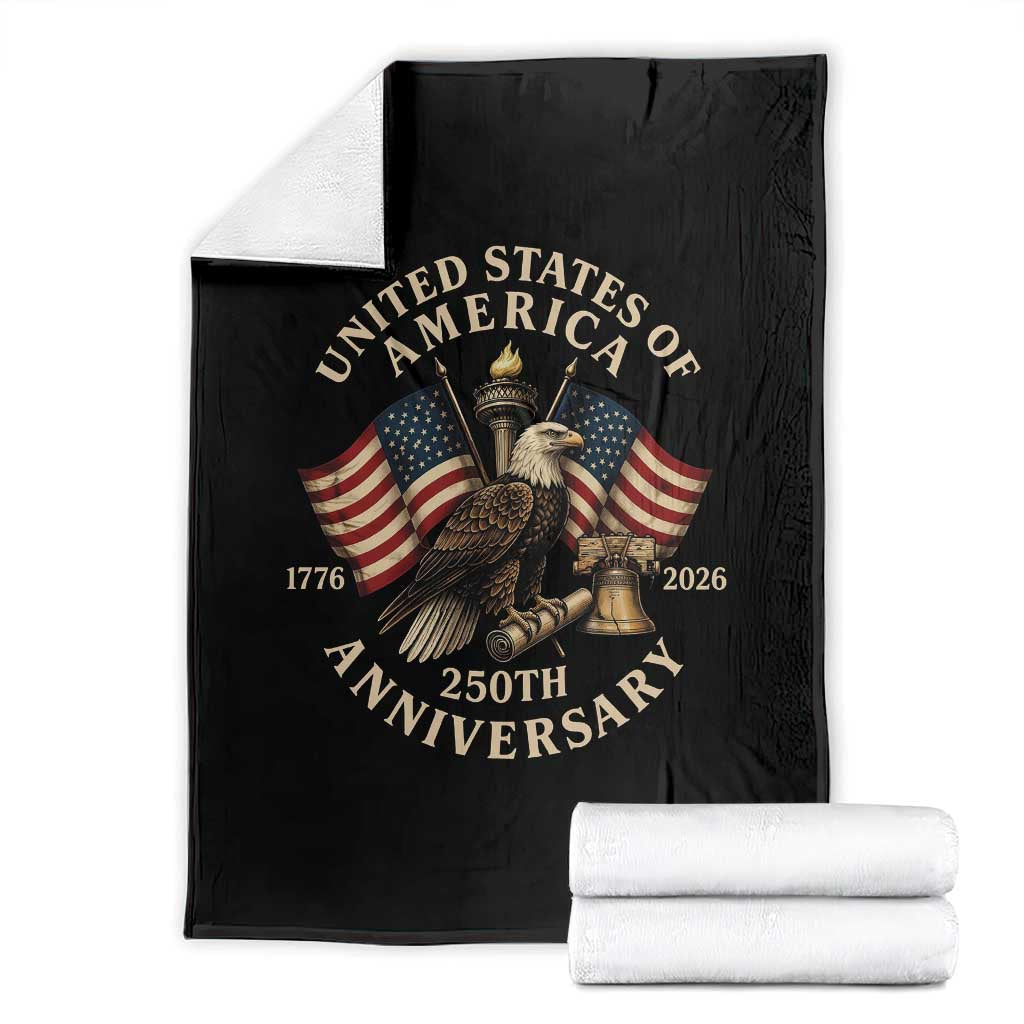 USA 250th Anniversary Throw Blanket Vintage Eagle US Flag Independence Day 4th July Patriotic
