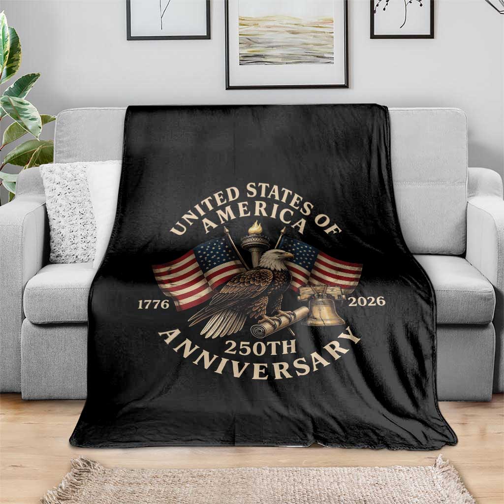 USA 250th Anniversary Throw Blanket Vintage Eagle US Flag Independence Day 4th July Patriotic