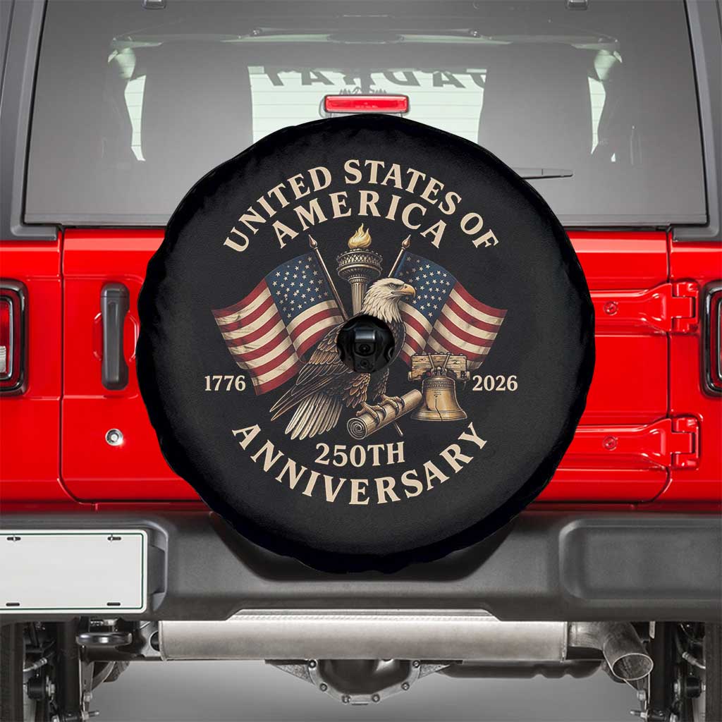 USA 250th Anniversary Spare Tire Cover Vintage Eagle US Flag Independence Day 4th July Patriotic