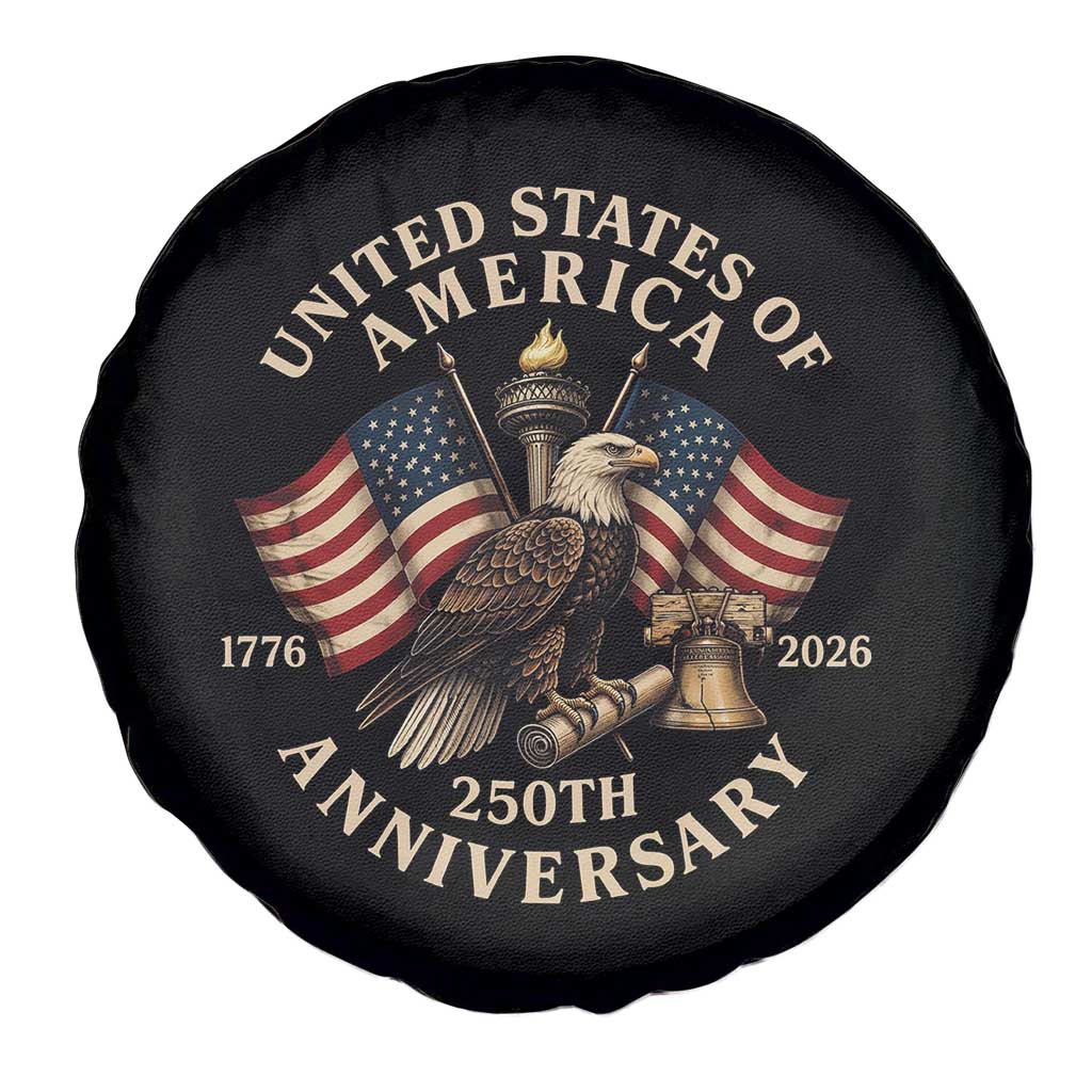 USA 250th Anniversary Spare Tire Cover Vintage Eagle US Flag Independence Day 4th July Patriotic