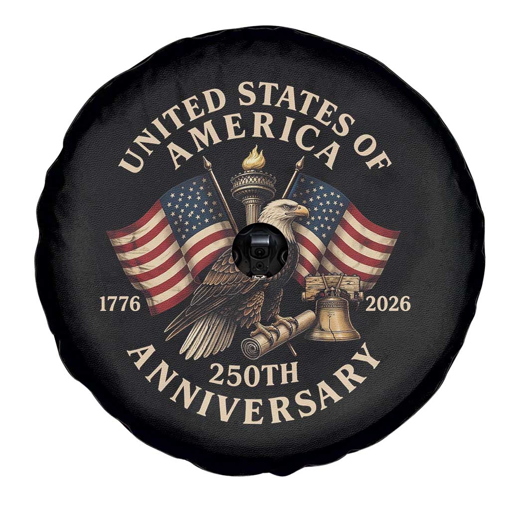 USA 250th Anniversary Spare Tire Cover Vintage Eagle US Flag Independence Day 4th July Patriotic