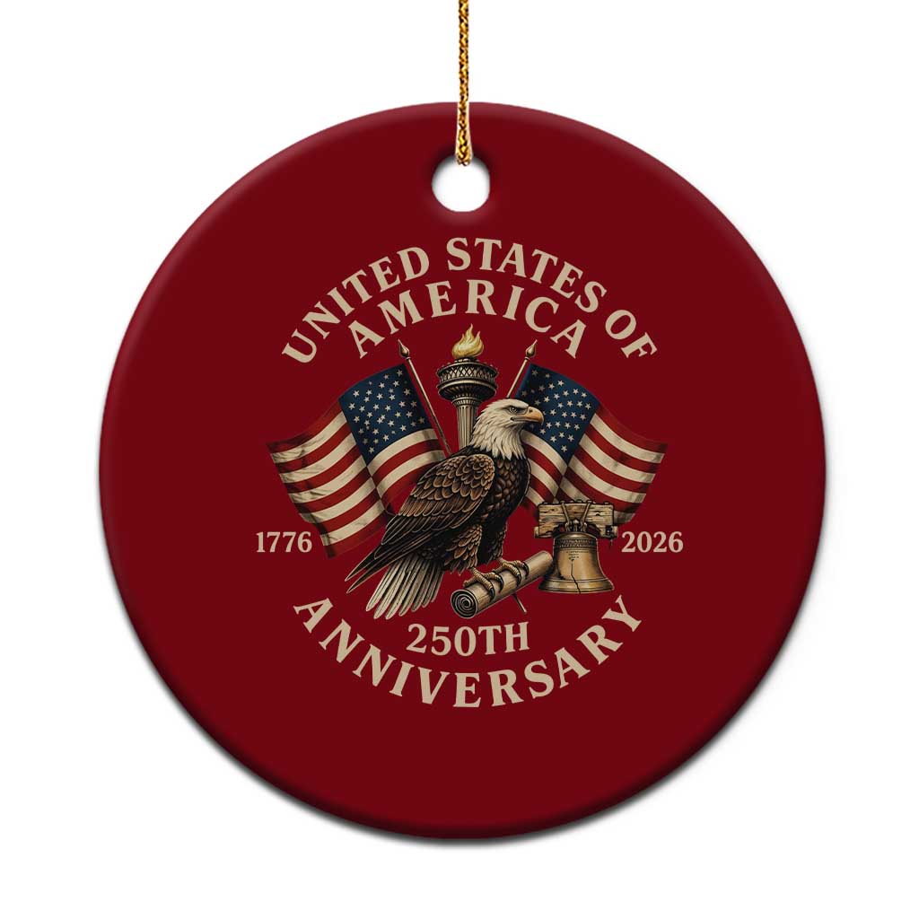 USA 250th Anniversary Ceramic Ornament Vintage Eagle US Flag Independence Day 4th July Patriotic