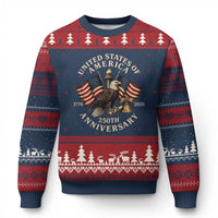 USA 250th Anniversary Ugly Christmas Sweater Vintage Eagle US Flag Independence Day 4th July Patriotic