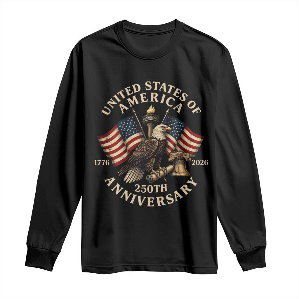 USA 250th Anniversary Long Sleeve Shirt Vintage Eagle US Flag Independence Day 4th July Patriotic