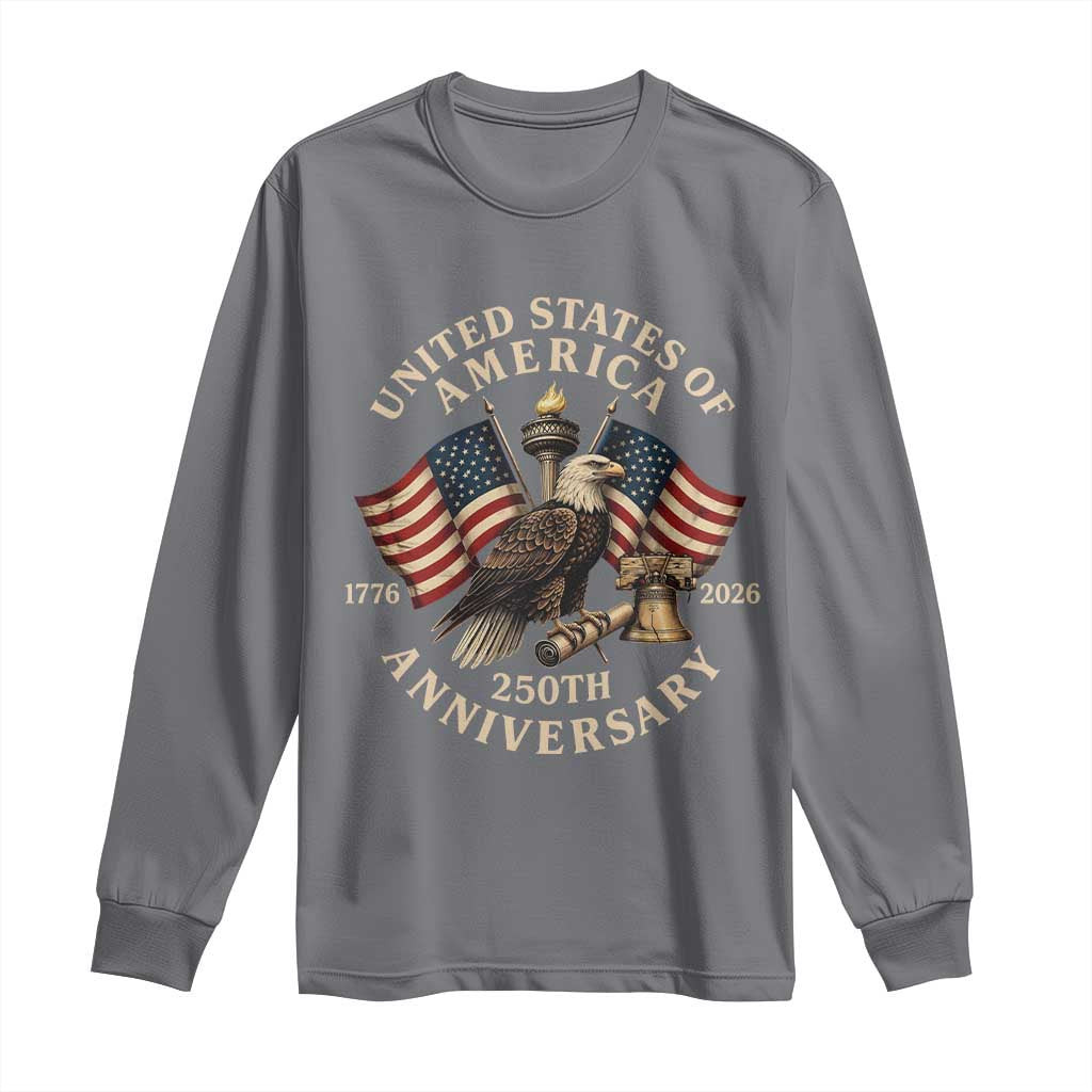 USA 250th Anniversary Long Sleeve Shirt Vintage Eagle US Flag Independence Day 4th July Patriotic