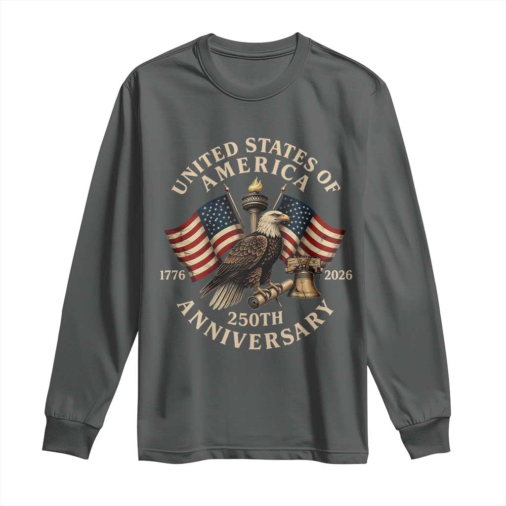 USA 250th Anniversary Long Sleeve Shirt Vintage Eagle US Flag Independence Day 4th July Patriotic
