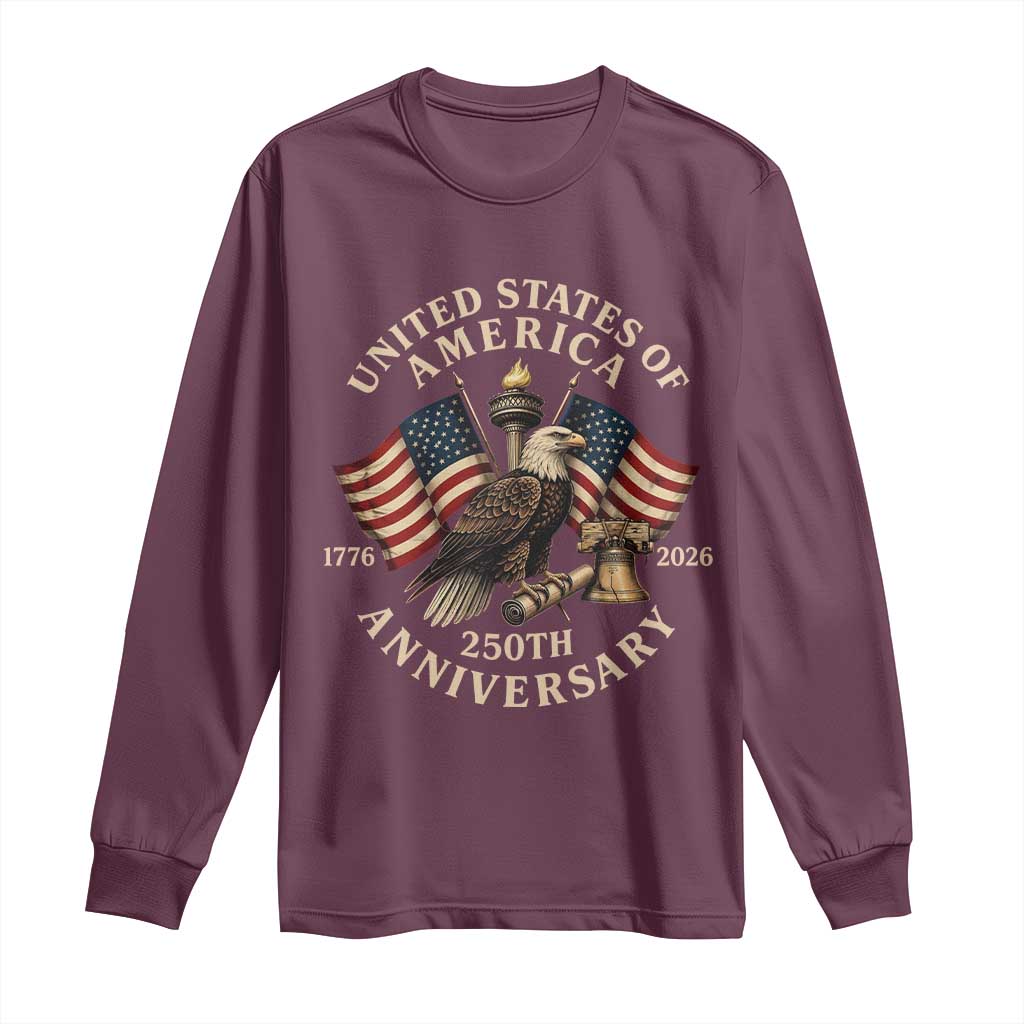 USA 250th Anniversary Long Sleeve Shirt Vintage Eagle US Flag Independence Day 4th July Patriotic