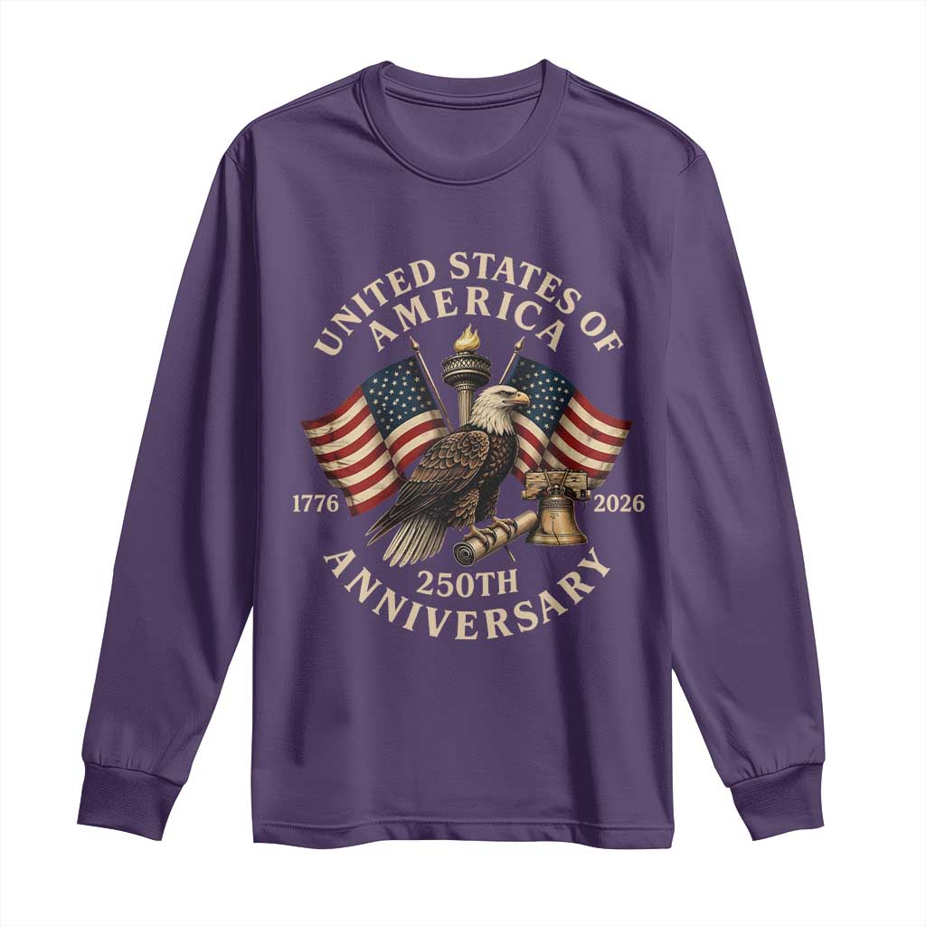 USA 250th Anniversary Long Sleeve Shirt Vintage Eagle US Flag Independence Day 4th July Patriotic