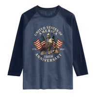 USA 250th Anniversary Raglan Shirt Vintage Eagle US Flag Independence Day 4th July Patriotic