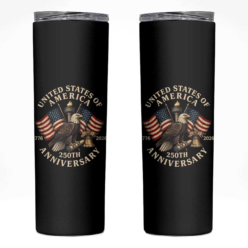USA 250th Anniversary Skinny Tumbler Vintage Eagle US Flag Independence Day 4th July Patriotic