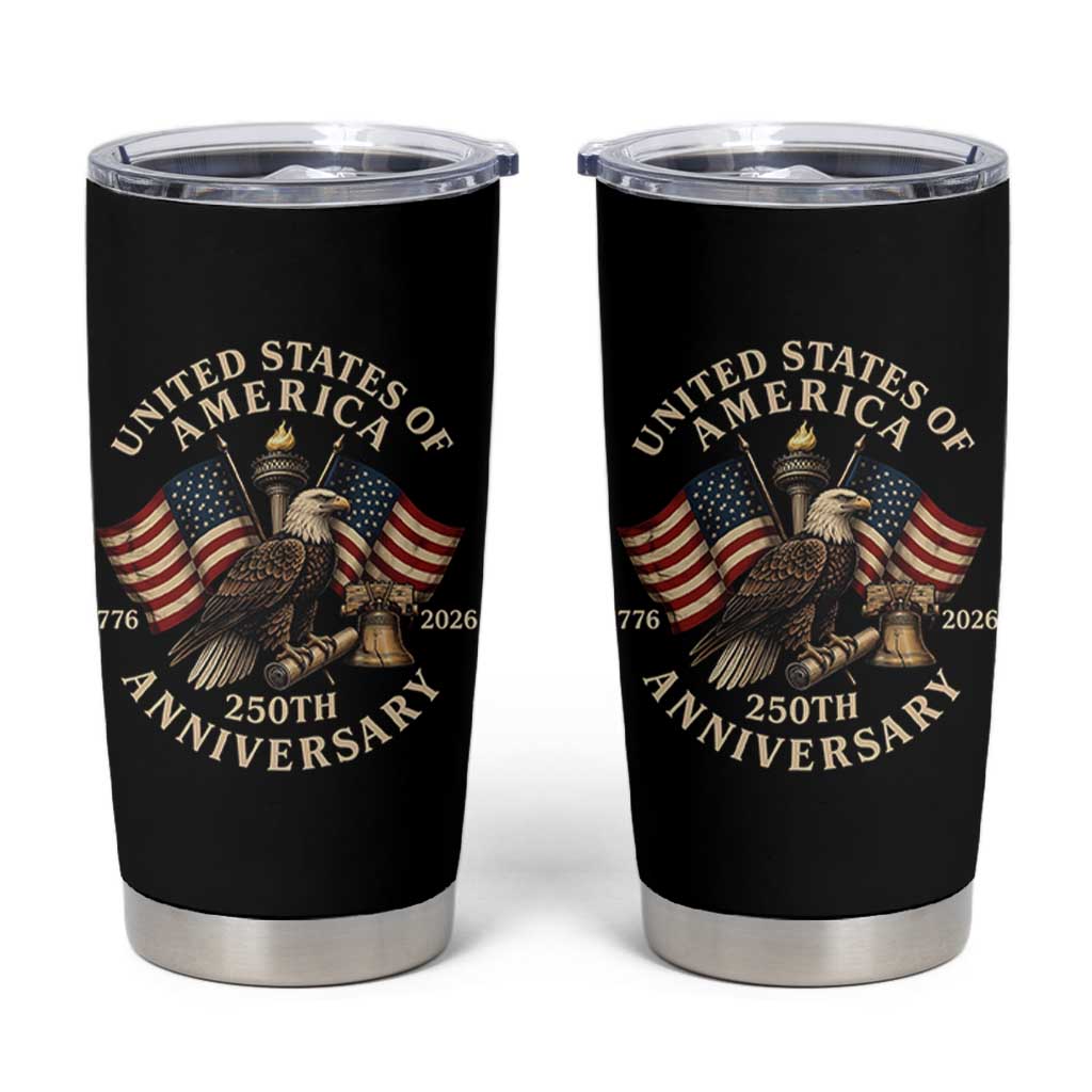 USA 250th Anniversary Tumbler Cup Vintage Eagle US Flag Independence Day 4th July Patriotic