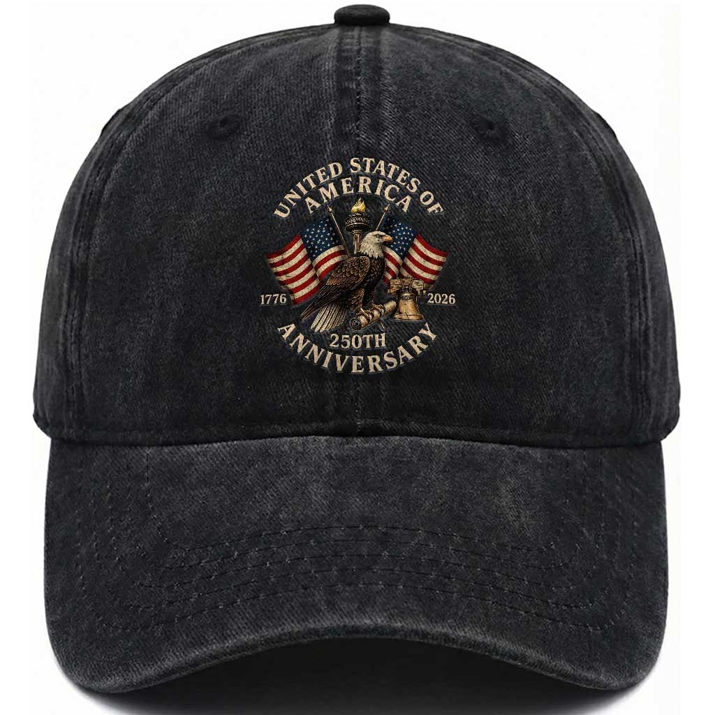 USA 250th Anniversary Washed Cotton Baseball Cap Vintage Eagle US Flag Independence Day 4th July Patriotic