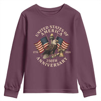 USA 250th Anniversary Youth Sweatshirt Vintage Eagle US Flag Independence Day 4th July Patriotic